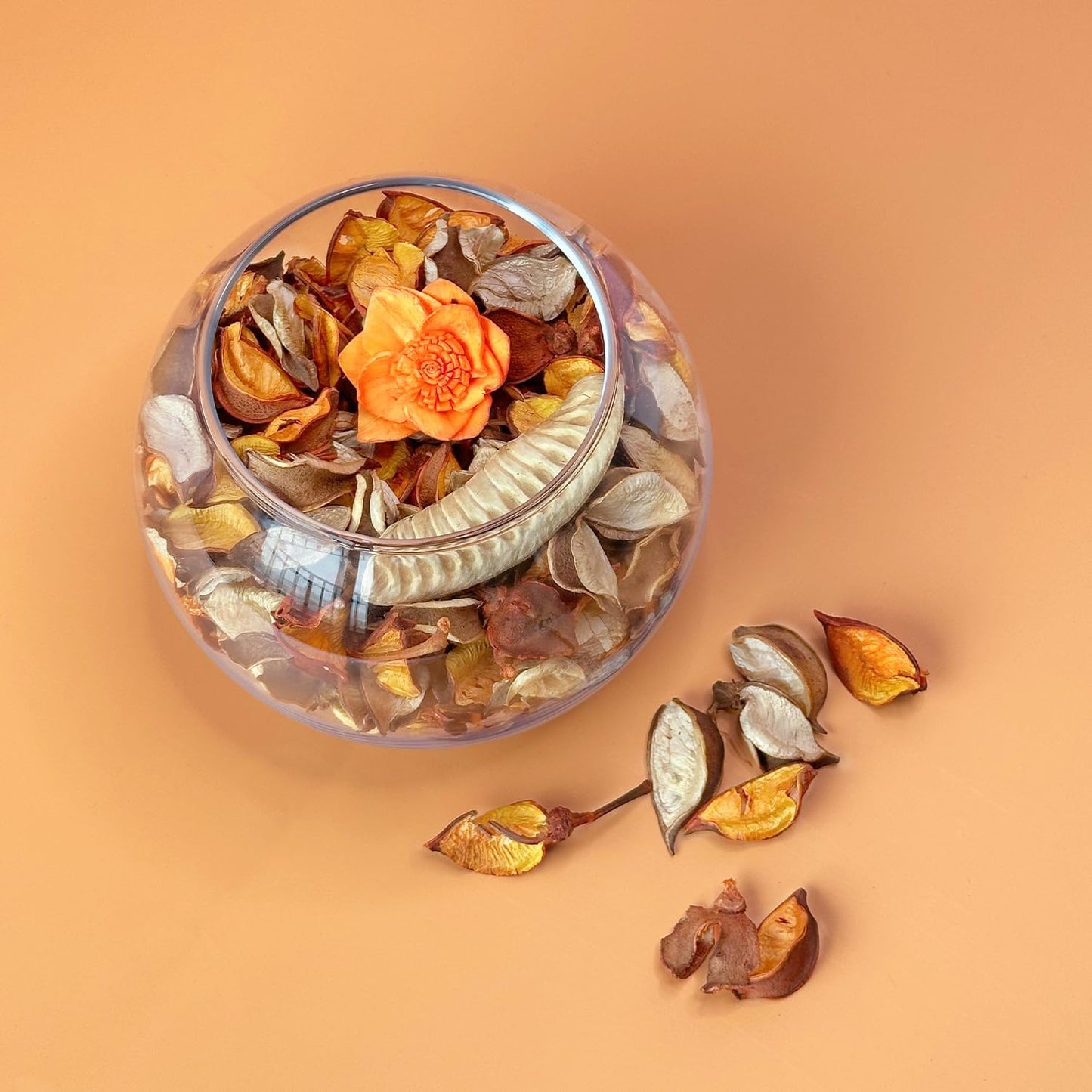 Potpourri Bags,Orange Scented Potpourri Bowl Filler, Decorative Dried Flower, Farmhouse Bathroom Vase Decor(10.5 oz/2 Packs)
