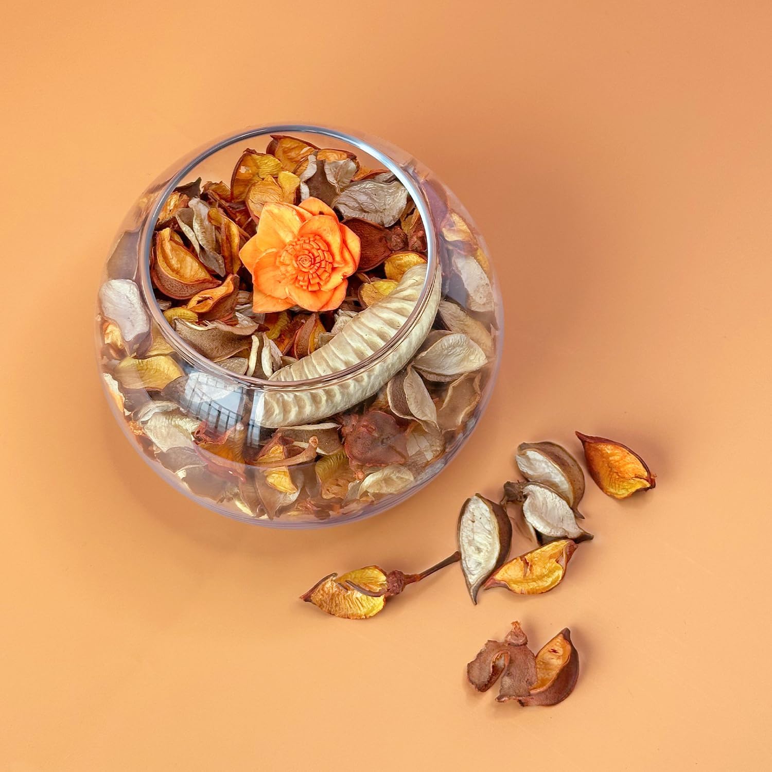 Potpourri Bags,Orange Scented Potpourri Bowl Filler, Decorative Dried Flower, Farmhouse Bathroom Vase Decor(10.5 oz/2 Packs)