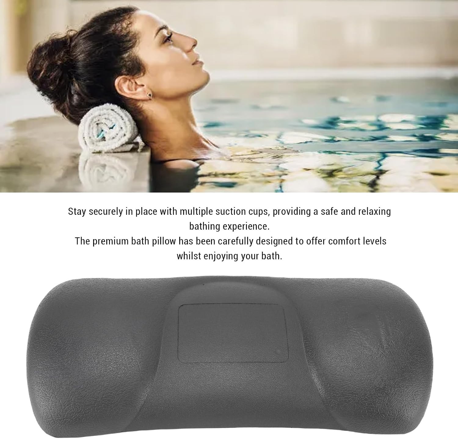 Bathtub Pillow, PU Suction Cup Bath Cushion Bathing Accessories for Home Bathroom Hot Tub Spa