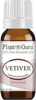 Vetiver Essential Oil 10 ml 100% Pure Undiluted Therapeutic Grade for Skin, Body. Perfect for Aromatherapy Diffuser.