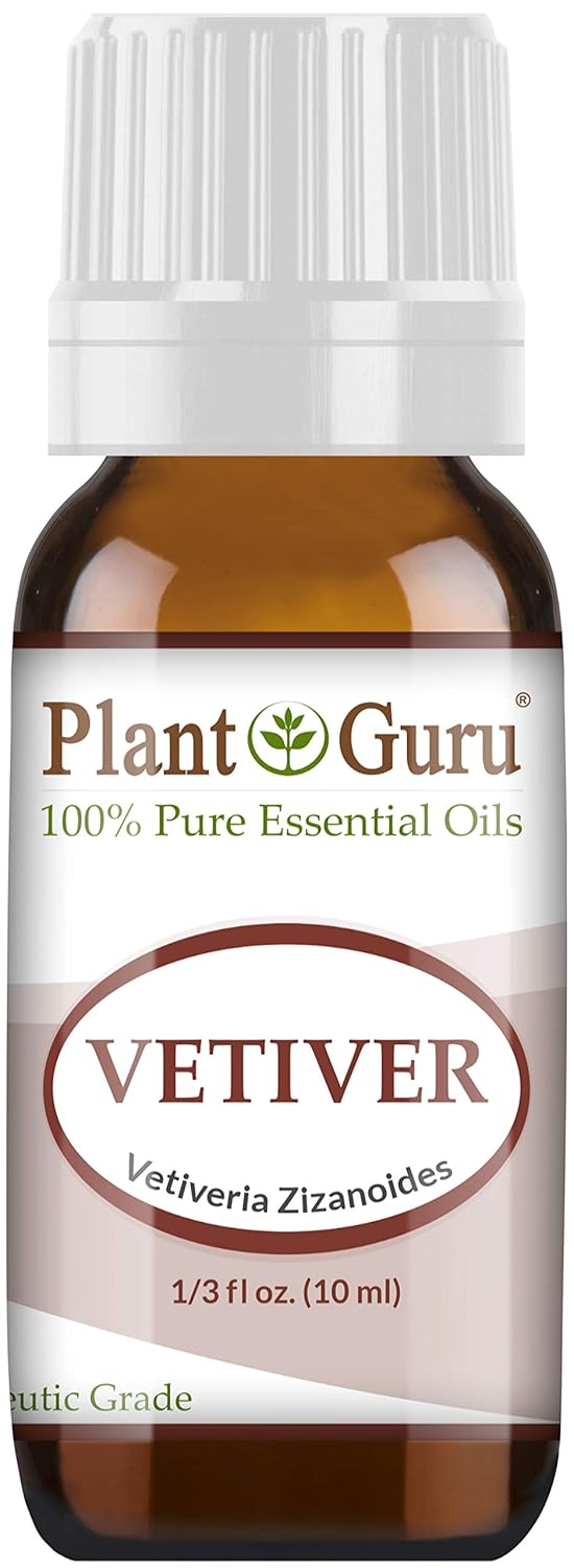 Vetiver Essential Oil 10 ml 100% Pure Undiluted Therapeutic Grade for Skin, Body. Perfect for Aromatherapy Diffuser.