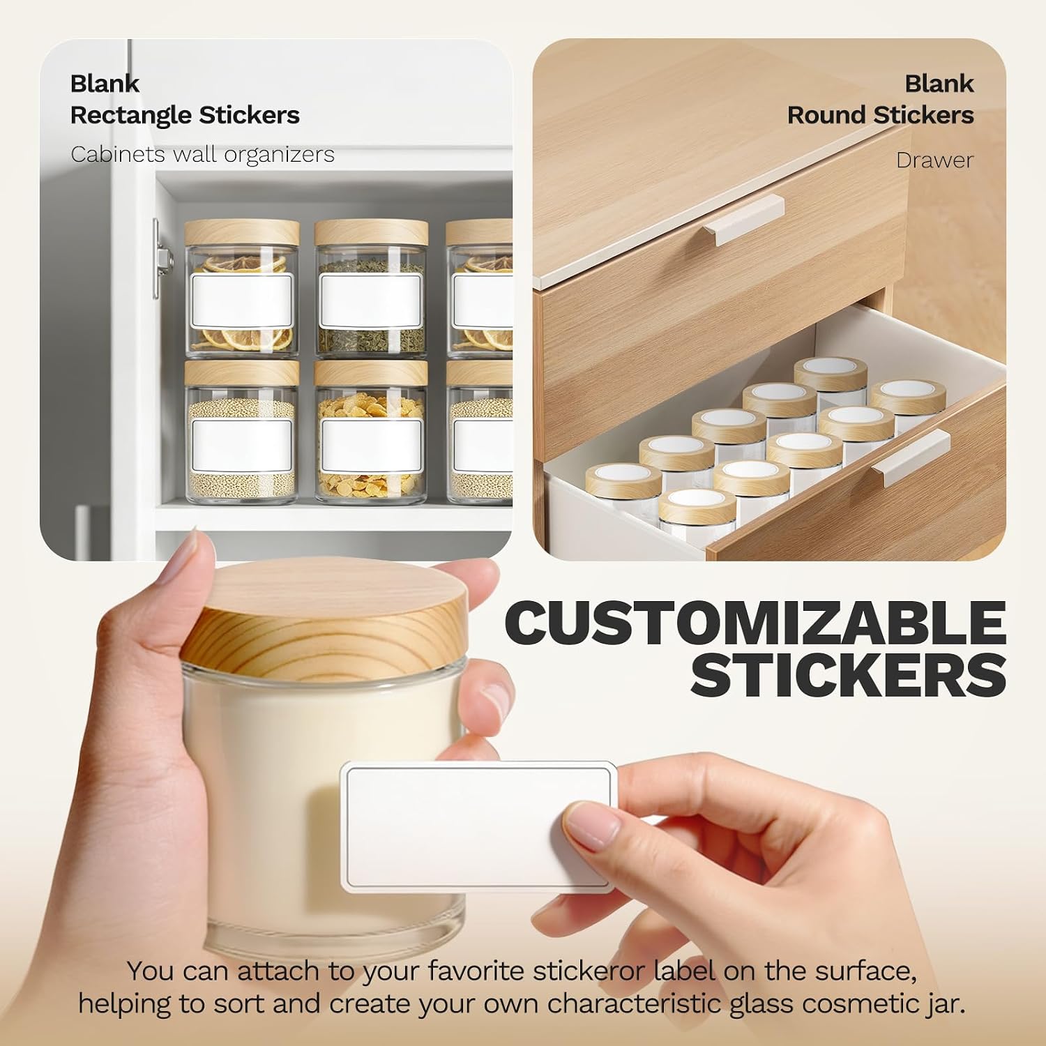 24Pcs 8 oz Clear Glass Candle Jars with Plastic Woodgrain Lids, Bumobum Body Butter Containers for Lotion, Creams, Body Scrubs, Ointments (240ml)