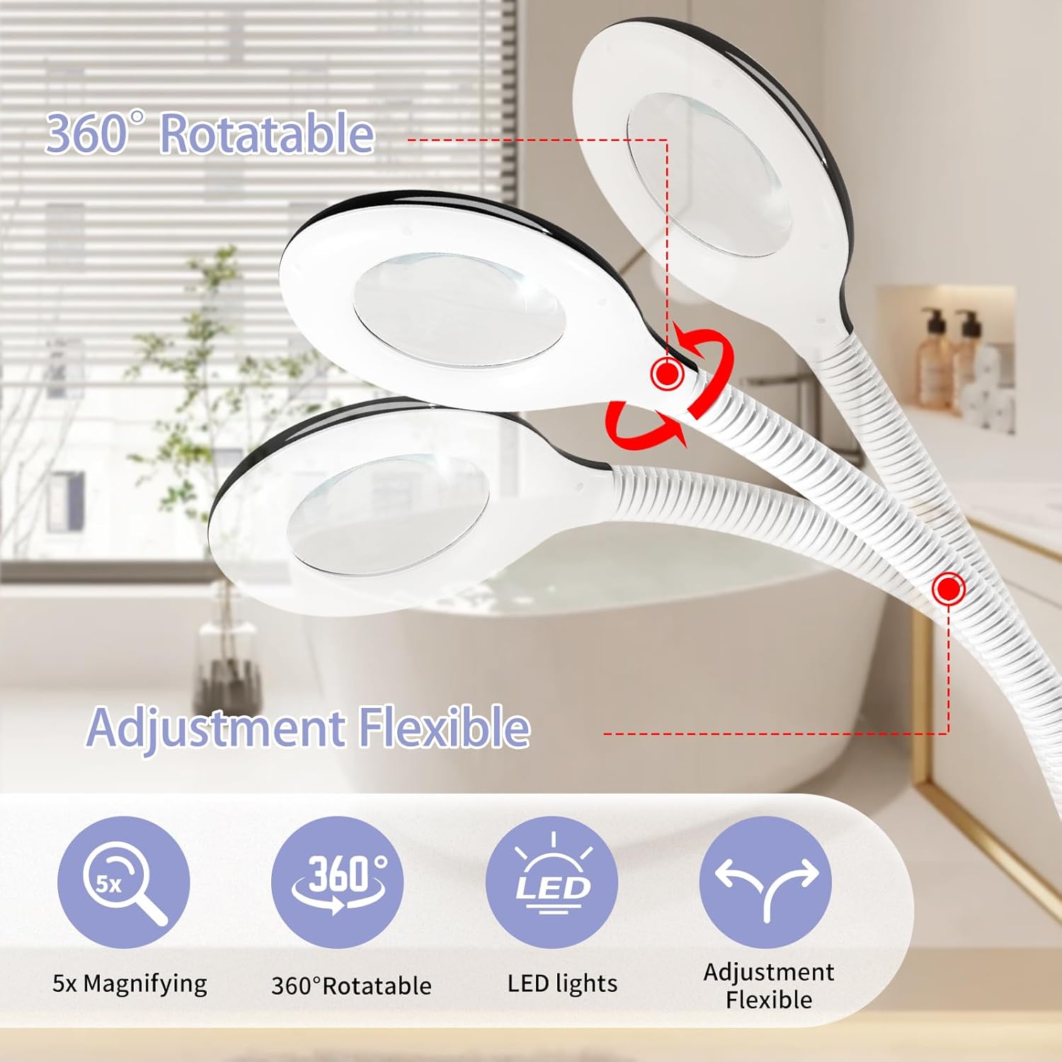 Professional Facial Steamer, 2 in 1 Face Steamer on Wheels with 5X Magnifying Lamp for Deep Cleansing and Hydration, with Time Setting for Spa, Salon and Home Use