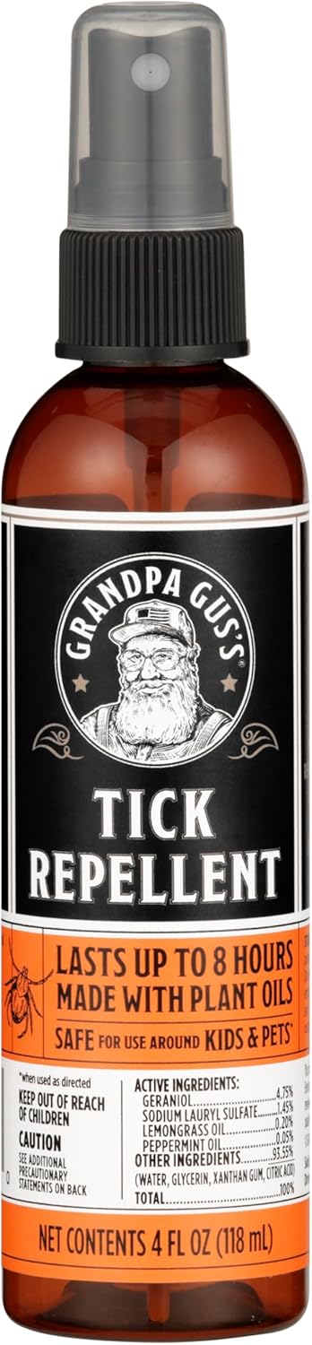 Grandpa Gus's Natural Tick and Mosquito Repellent Spray, DEET-Free, Plant-Based, Up to 8 Hours, Safe for Kids When Used as Directed, 4 oz 2 Pack