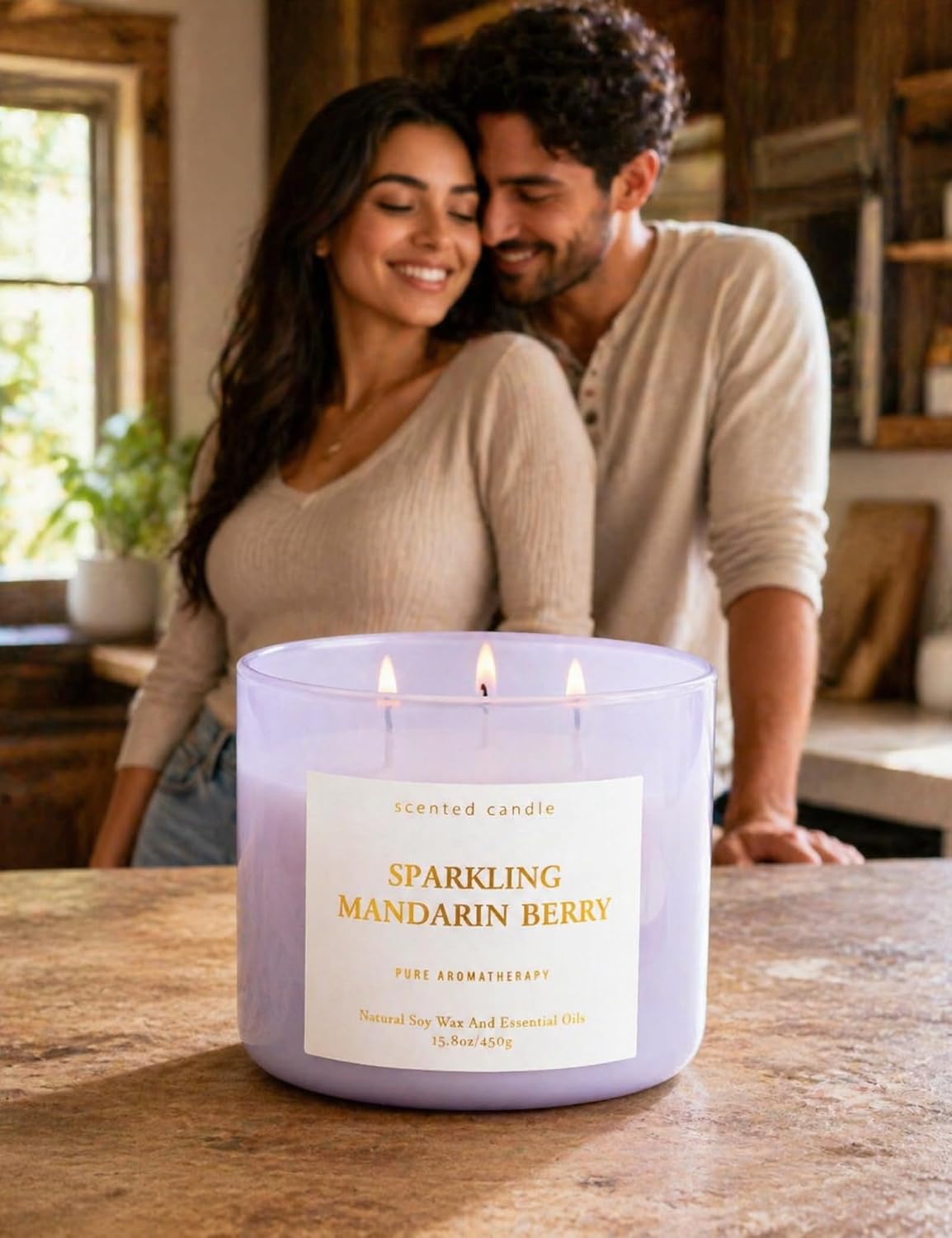 Sparkling Mandarin Berry 3-Wick Soy Candle | 15.8 oz Large Summer Candle for Home | Citrus Berry Scented Candles for Women | Clean Long-Lasting Burn | Gift Ready
