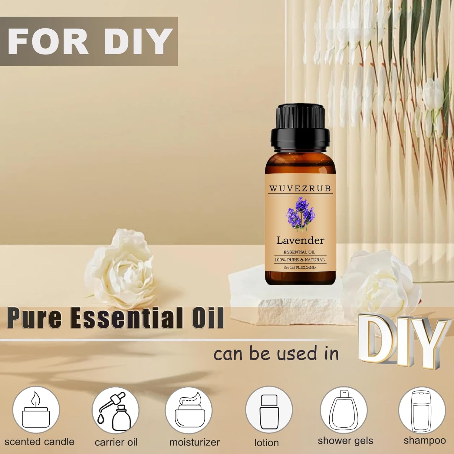 Lavender Essential Oil 10ML - 100% Pure and Natural for Aromatherapy Diffuser - 0.33 Fl Oz