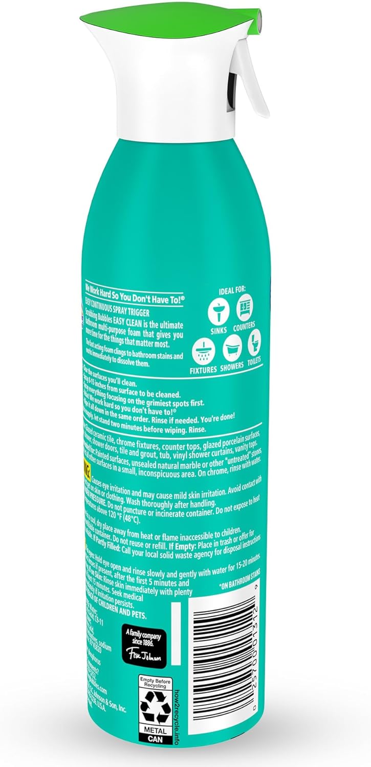 Scrubbing Bubbles Easy Clean Foaming Multipurpose Bathroom Cleaner, Continuous Spray Bottle, Fast Acting Foam, 13.58 Ounce (Pack of 2)