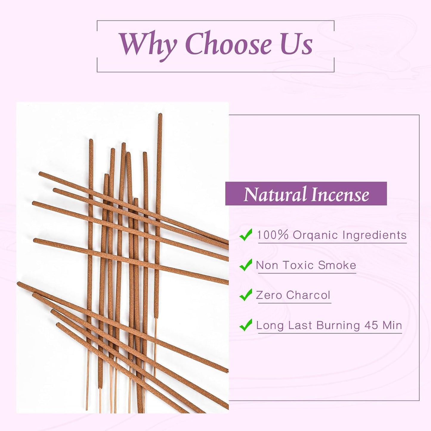 Lavender Incense Sticks - Natural Incense for Relaxation, Meditation and Creating a Serene Atmosphere(100 Sticks & 1 Burner Holder)