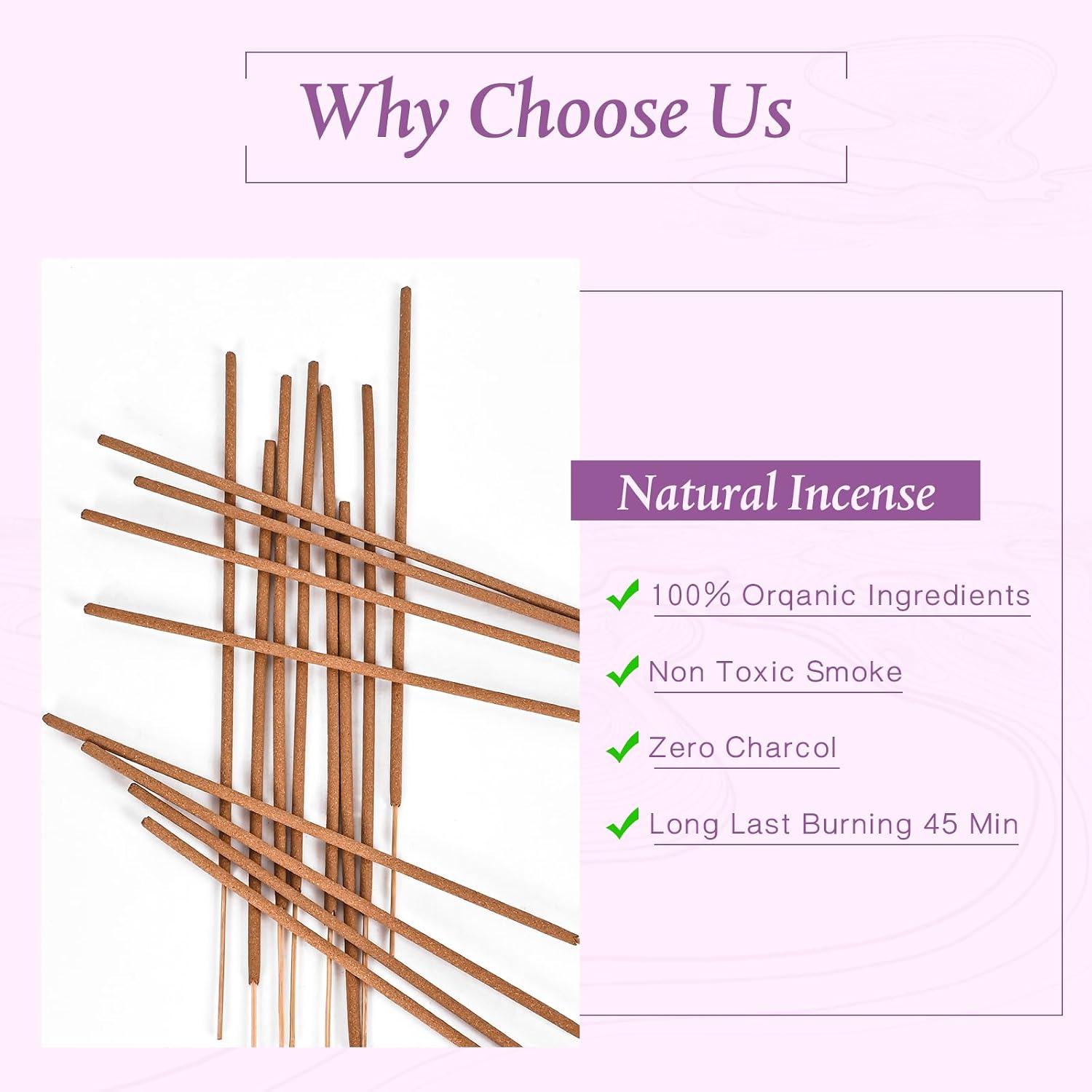 Lavender Incense Sticks - Natural Incense for Relaxation, Meditation and Creating a Serene Atmosphere(100 Sticks & 1 Burner Holder)