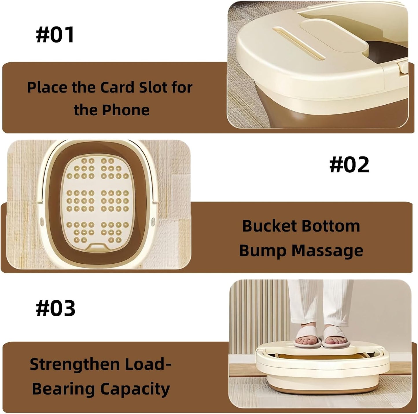 Collapsible Foot Bath Basin for Soaking Feet with a lid,Foot Soak Tub with Massage Acupoint,Multifunction Laundry Basket with Handle, Home Spa Treatment. (Milky White)