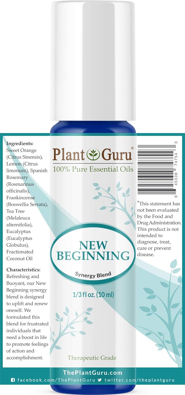 New Beginning Essential Oil Blend Roll On 10 ml 100% Pure Pre-Diluted Therapeutic Grade for Aromatherapy for Centering, Meditation, Yoga, Relaxation, Uplifting, Calming
