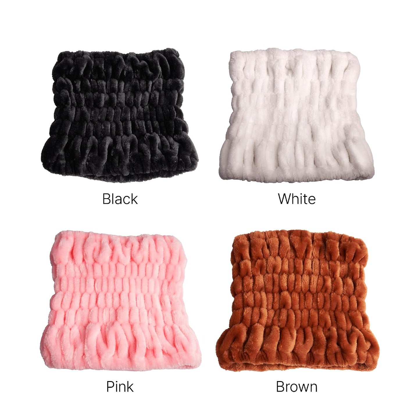Red by Kiss Extra Wide Spa Headband, Super Absorbent & Soft Fluffy Plush Fleece, Full Hairline Coverage, Essential for Makeup, Skincare, Face Washing, Shower, Sauna, One Size Fits All (Black)