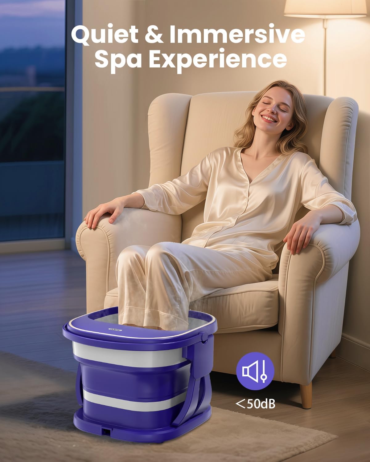 Puboo Collapsible Foot Spa Bath Massager with Heat, 95-115°F Precise Temp Control, Motorized Massage Rollers, Heated Foot Bath Soak Tub, Fits up to US Men’s Size 11 / Women’s Size 12.5
