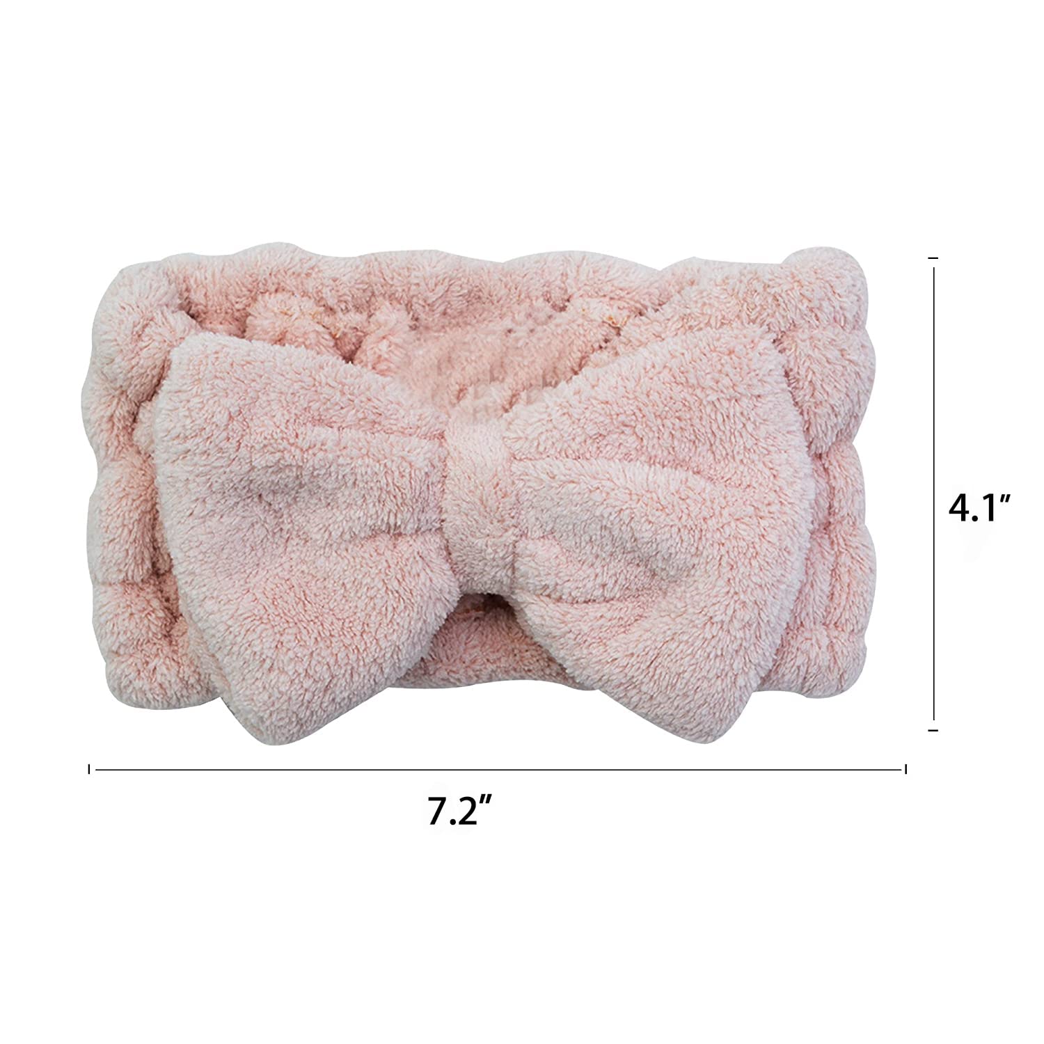 Chloven 2 Pack Microfiber Bowtie Headbands Facial Makeup Headband Cosmetic Bowknot Hairlace Wash Spa Yoga Sports Shower Adjustable Elastic Hair Band for Girls and Women