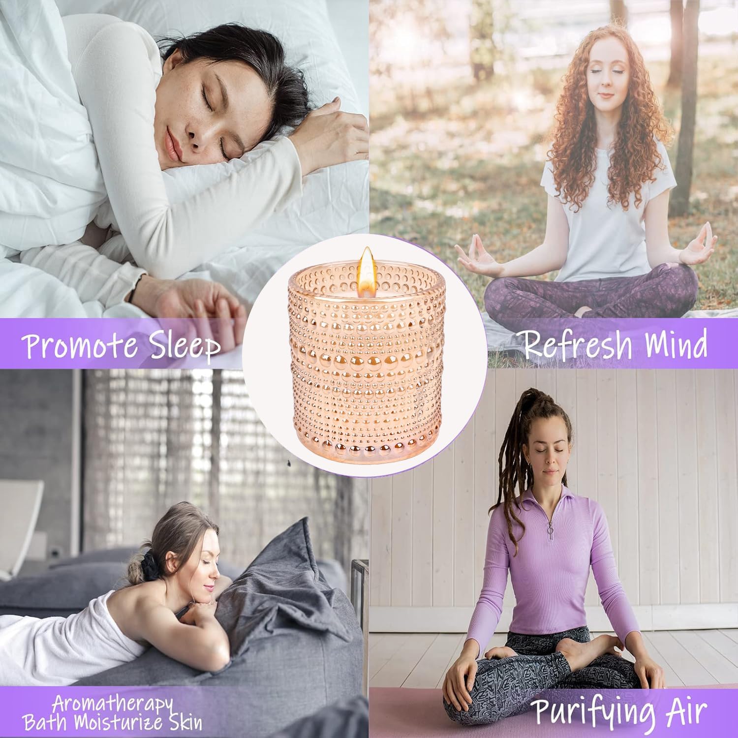 Sandalwood & Rose Candle, Candles for Home Scented, Luxury Jar Candles for Women, Rose Scented Candle, Candles Gifts for Women, Natural Soy Wax, 6 oz 40 Hours