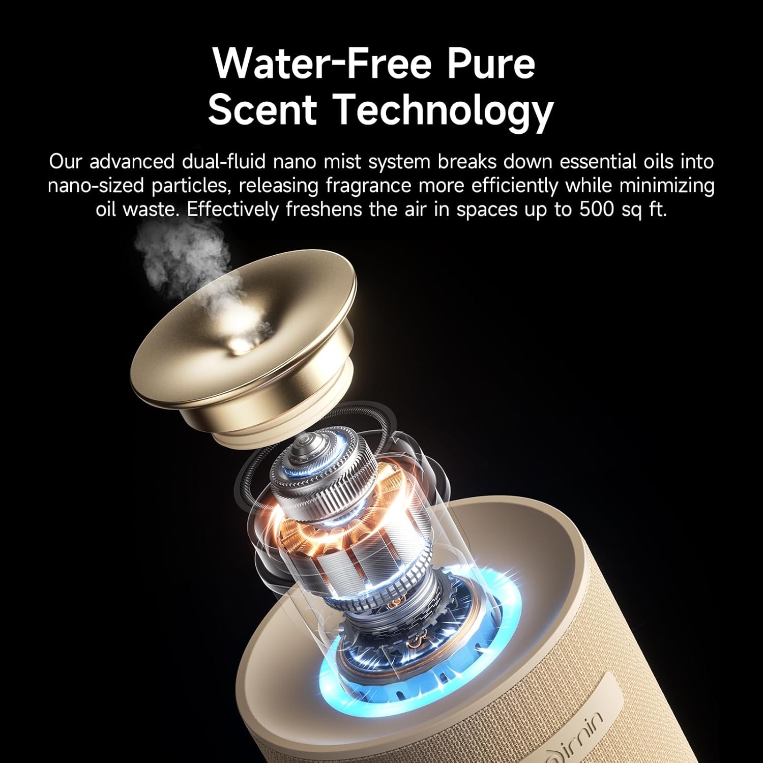 Waterless Essential Oil Diffuser for Home & Car, Cordless Portable Diffuser with Auto Start-Stop, 2-in-1 Mode & Adjustable Scent, Fits 5/10/15ml Bottles, Rechargeable Car Diffuser, Cream