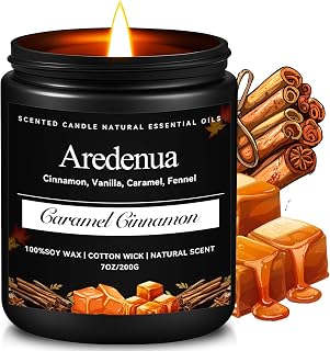Caramel Cinnamon Luxury Candle - Rich Gourmand Scent, 7oz Natural Soy Wax, Hand-Poured Cozy Home Scented Candle - Elegant Home Fragrance for Living Room, Dinner Party & Self-Care Indulgence