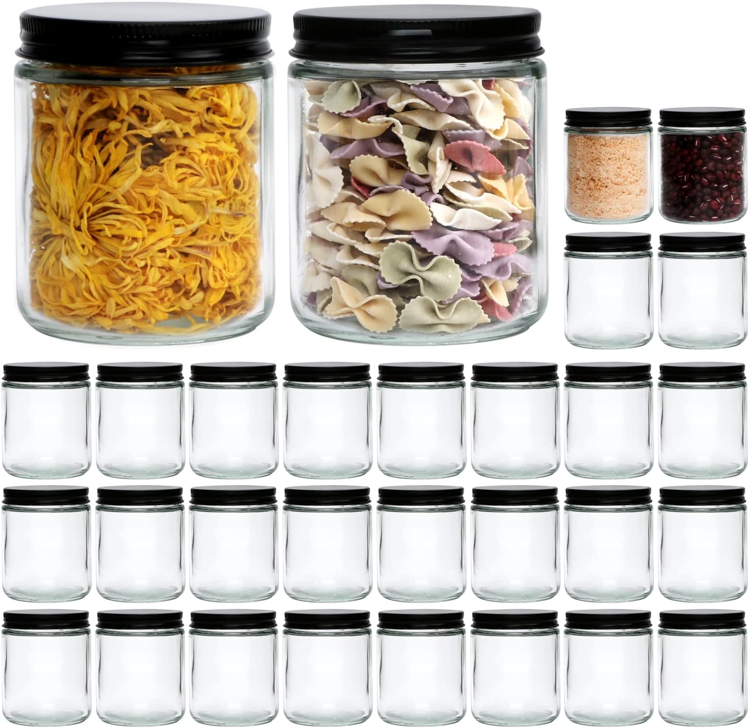 8 OZ Glass Jars with Metal Lids,Clear Round Empty Candle Jars with Airtight Lids,Small Mason Canning Jars for Food,Candle,Honey,Candy,30 Pack.