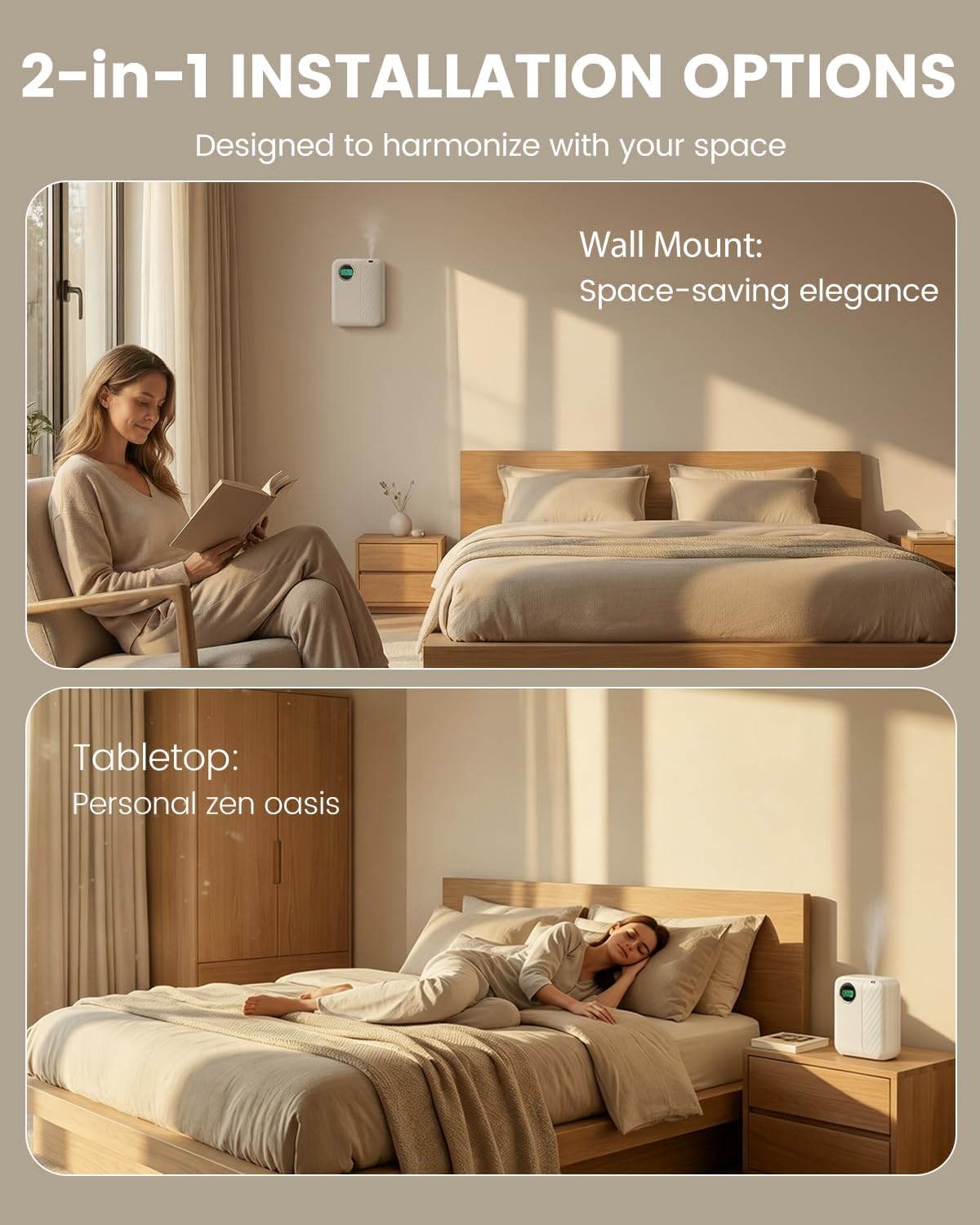 RoyAroma Waterless Essential Oil Diffuser for Home, Smart Scent Air Machine with Bluetooth App Control, Cold Air Diffuser for Large Rooms Up to 2000 Sq Ft, Wall Mount & Tabletop