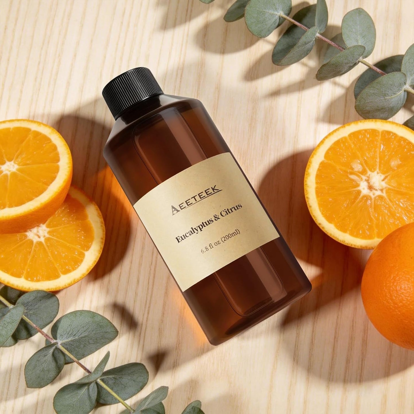 Reed Diffuser, 6.8oz Eucalyptus & Citrus Essential Oils Refill | 200ml Aroma Oil with Diffuser Sticks, Long-lasting Air Freshener, Home Fragrance for Room, Bathroom Decor
