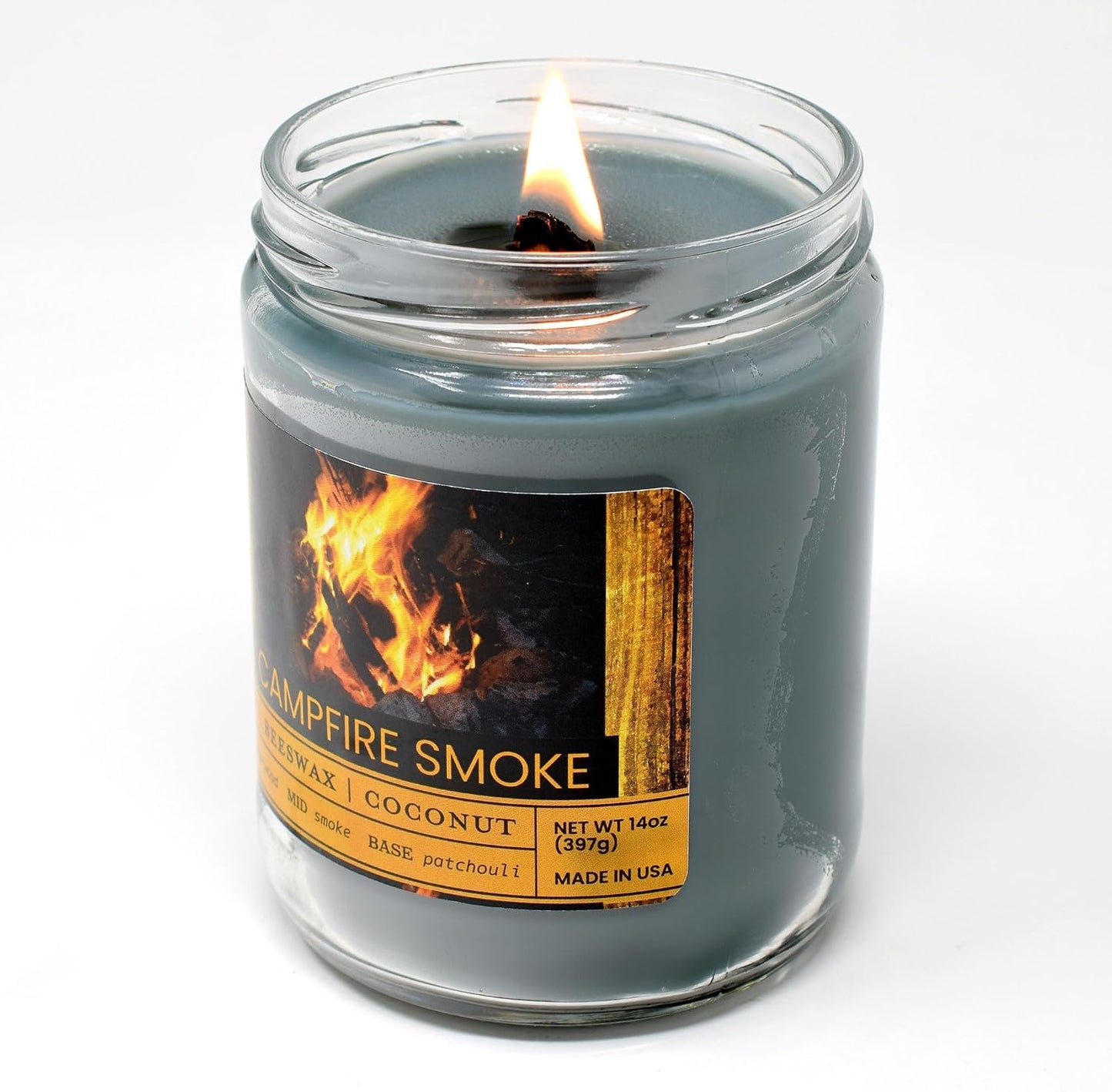 Campfire Smoke Scented Jar Candle - Highly Scented - Made with Plant Based Wax - Handmade in The USA - Candeo Candle