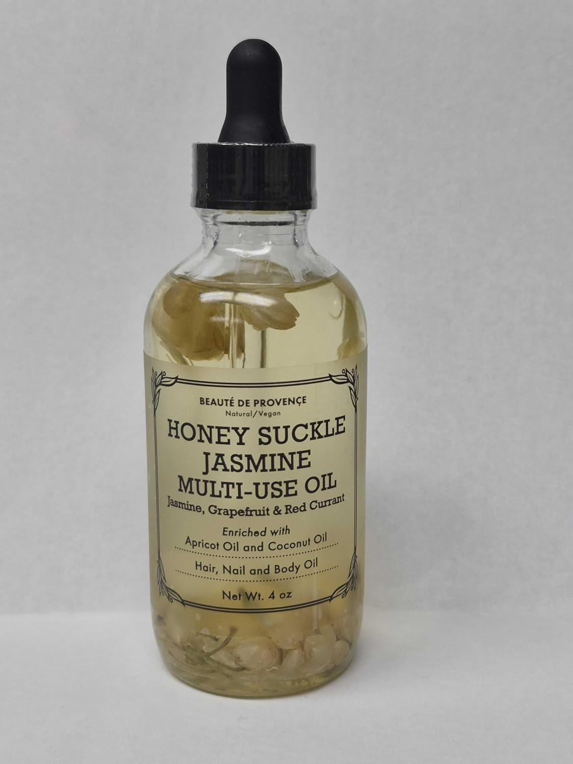 BEAUTE DE PROVENCE Honey Suckle Multi-Use Face, Body & Hair Oil - Hydrates Skin, Restores Shine - With Apricot, Coconut Oil & Vitamin E - 4 Fl Oz