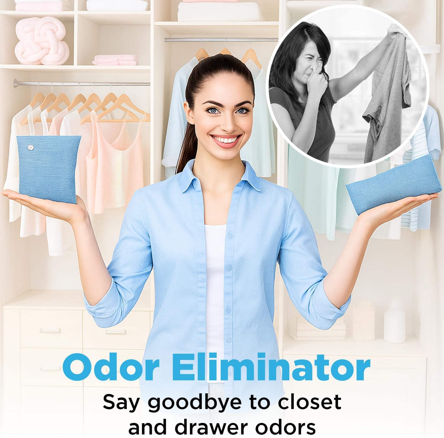Closet & Dresser Odor Eliminator - Activated Charcoal Odor Absorber for Small Spaces, Air Fresheners for Home, Natural, Non-Toxic Air Freshener for Closet & Drawers - 4 Pack