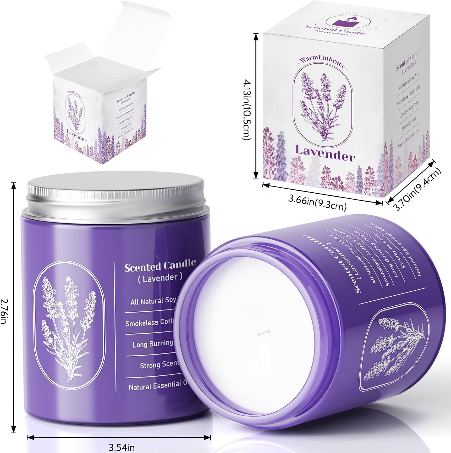 WarmEmbrace Lavender Scented Candles for Women, 7.5 oz Highly -Scented Soy Candle for Home Scented, Birthday Mothers Day Gifts for Mom, Housewarming Gift