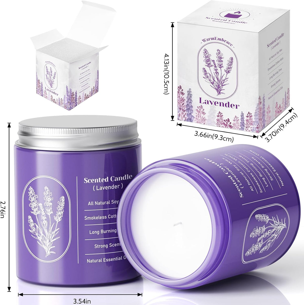 WarmEmbrace Lavender Scented Soy Candle for Women & Men