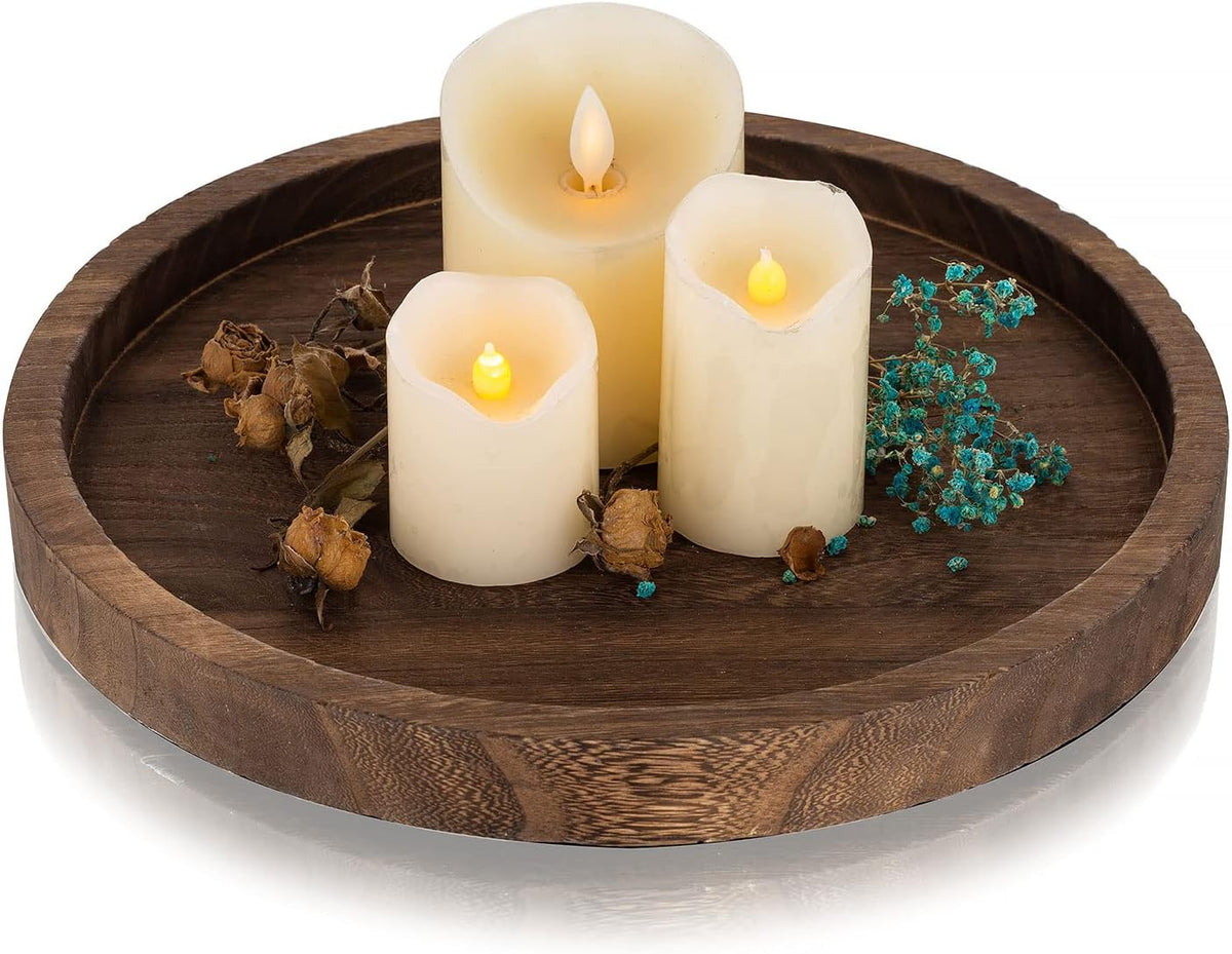 Romadedi Rustic Wood Decorative Candle Tray, 11 in