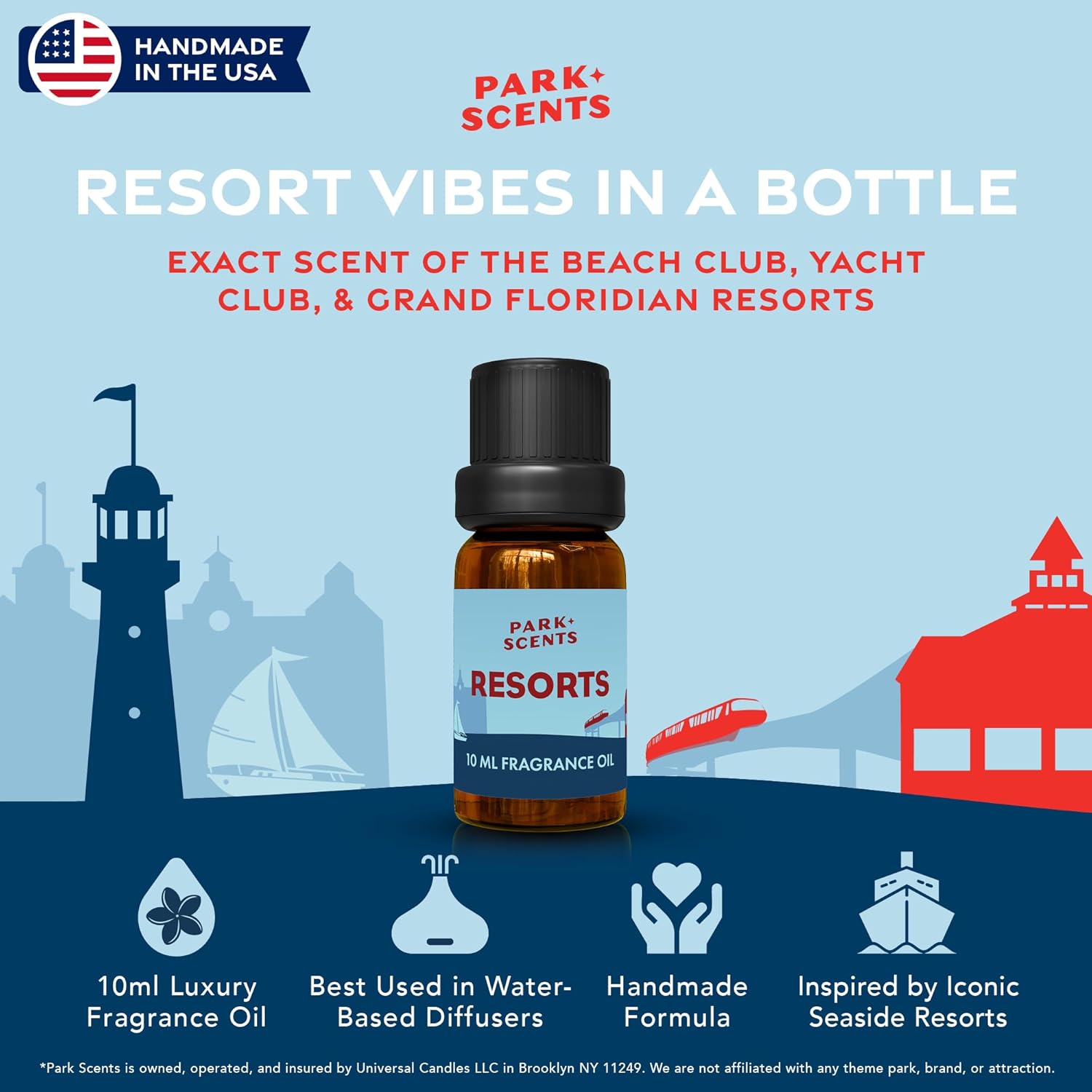Park Scents Resorts – Floridian Theme Park Luxury Hotel Fragrance Oil – Clover, Aloe, Citrus & Daisy Scented Essential Oils for Diffusers, Home, Aromatherapy, Gifts for Women, Sister, Hostess (10ml)