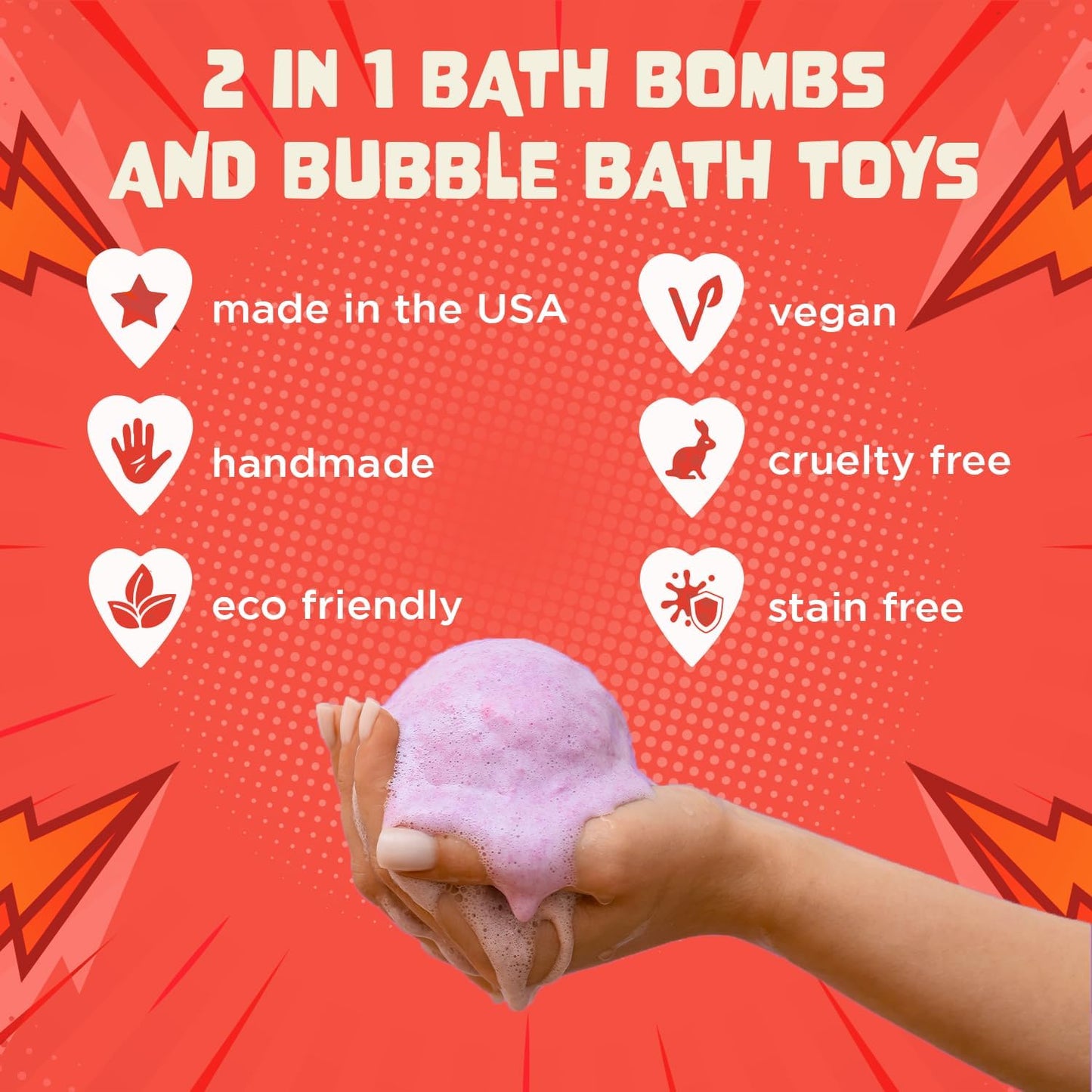 Superhero Bath Bombs for Kids with Surprise Toys Inside (6 Pack) - Large Bubble Bomb Fizzies for Boys, Girls, & Toddlers - Birthday Gift for Kids - Fruity Scent, USA Made by Two Sisters