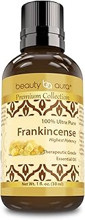 Beauty Aura Premium Collection Ultra Pure Frankincense Essential Oil - 1 Oz Bottle - Steam Distilled from Sacred Boswellia Tree Resin - Use for Beauty Care, Massages & More