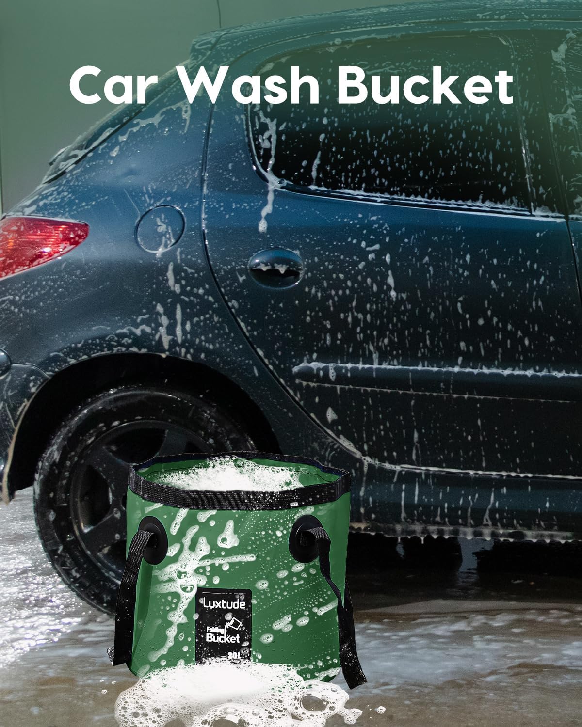 Luxtude Collapsible Bucket with Handle, Portable 5 Gallon Bucket for Camping, Fishing, Beach, Gardening, RV & Outdoor Emergency, Heavy-Duty & Ultra Lightweight Water Storage Container