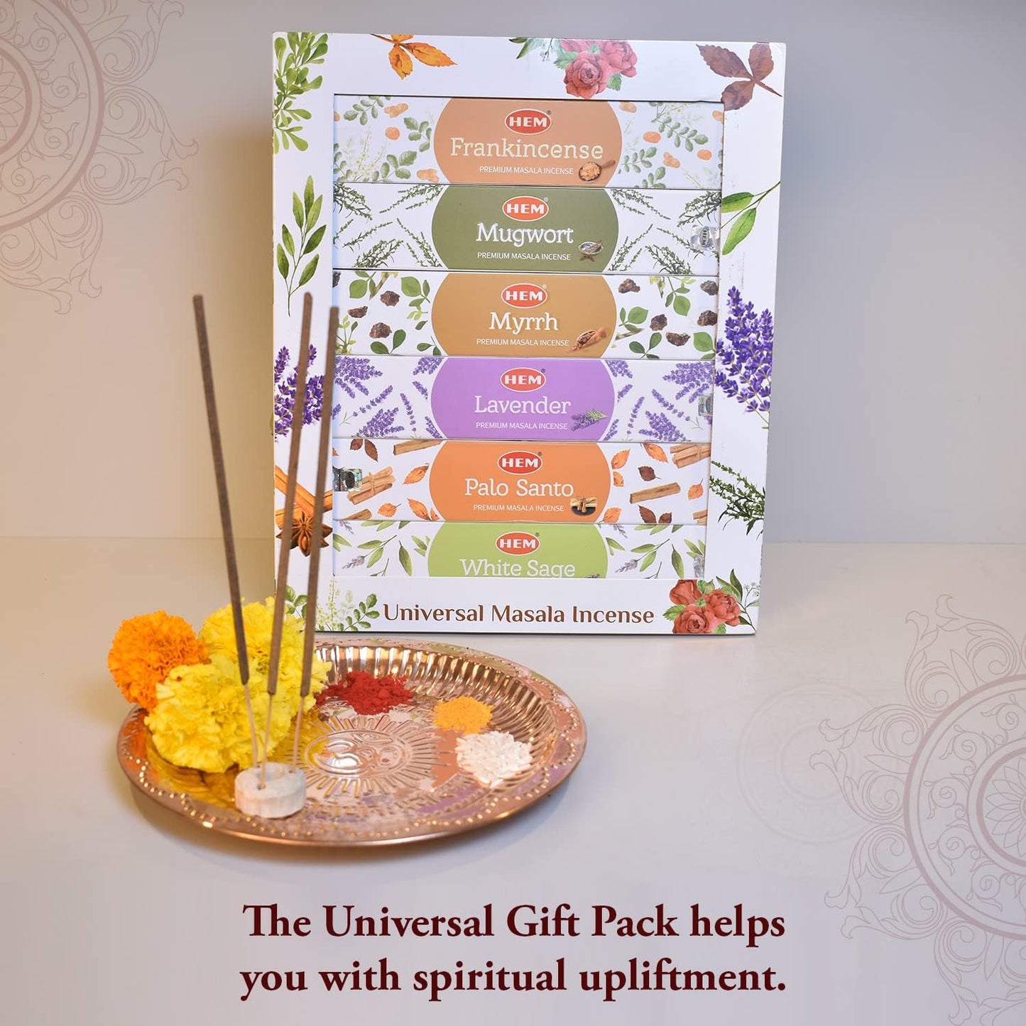 Hem Universal Masala Gift Pack Incense Sticks | Natural Fragrance of Sandalwood for Positivity | Smudge Healing Incense for Stress Relief & Cleansing | Gift Set - Pack of 12 (15 GMS Each)