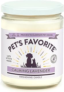 Pet's Favorite Calming Lavender Pet Odor Candle, Clean Burning, Long Lasting Scented Candles with a Natural Fiber Wick and 70 Hour Burn Time, Pack of 1