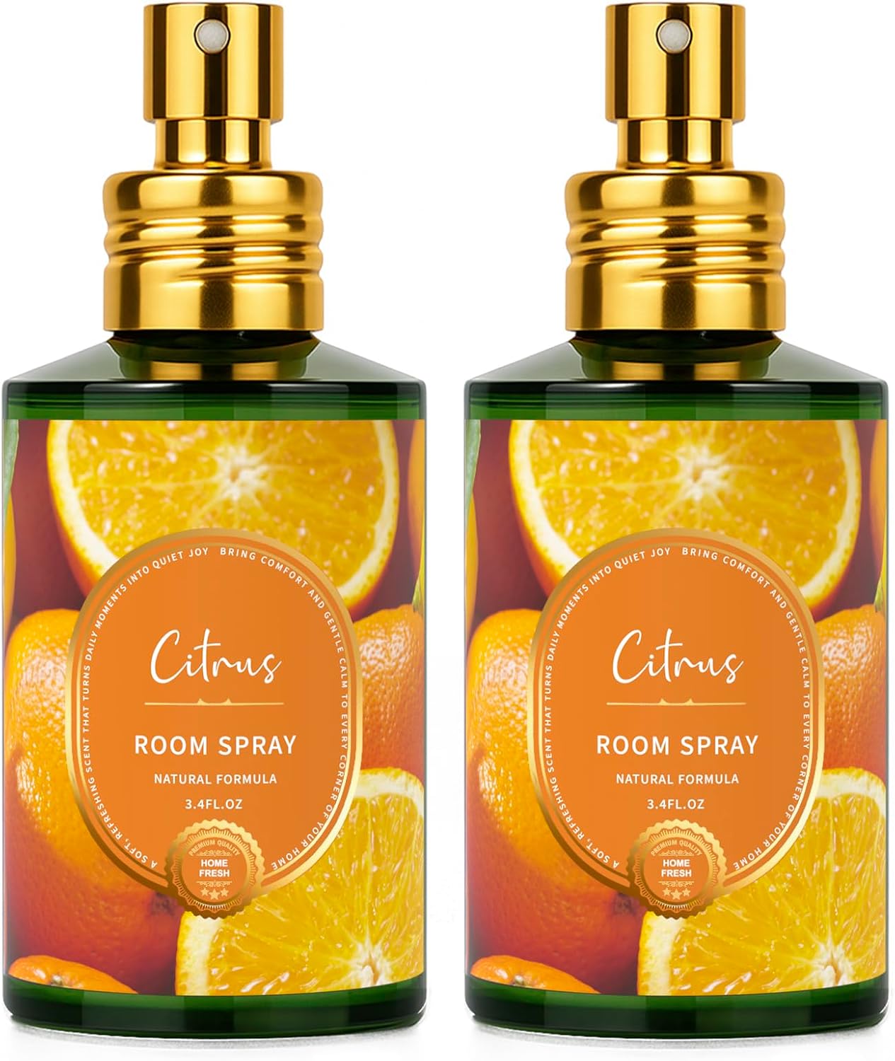 Citrus Room Spray 2 Pack, 3.4oz/100ml Each – Long-Lasting Air Freshener & Odor Eliminator for Home, Bathroom, Bedroom & Office, Concentrated Room Spray