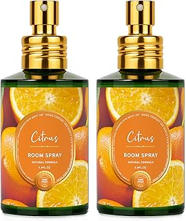 Citrus Room Spray 2 Pack, 3.4oz/100ml Each – Long-Lasting Air Freshener & Odor Eliminator for Home, Bathroom, Bedroom & Office, Concentrated Room Spray