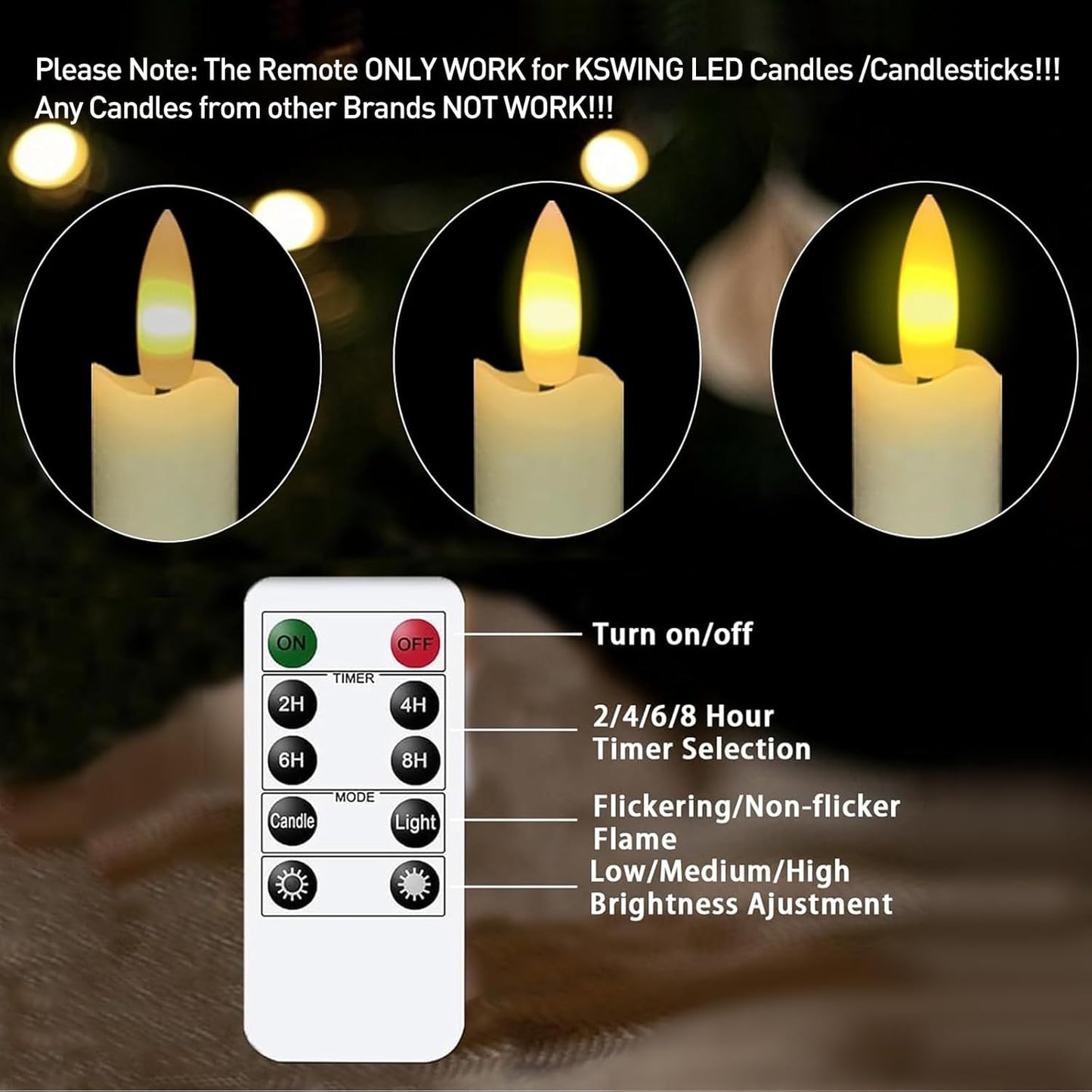 KSWING 10 Key Remote Controller Only Work for KSWING LED Candles/Candlesticks