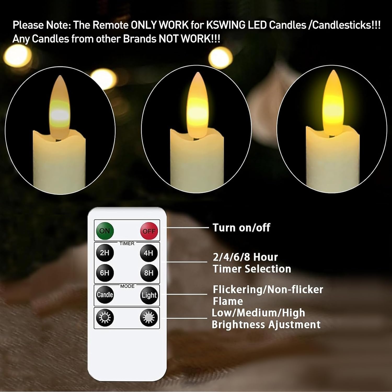 KSWING 10 Key Remote Controller Only Work for KSWING LED Candles/Candlesticks