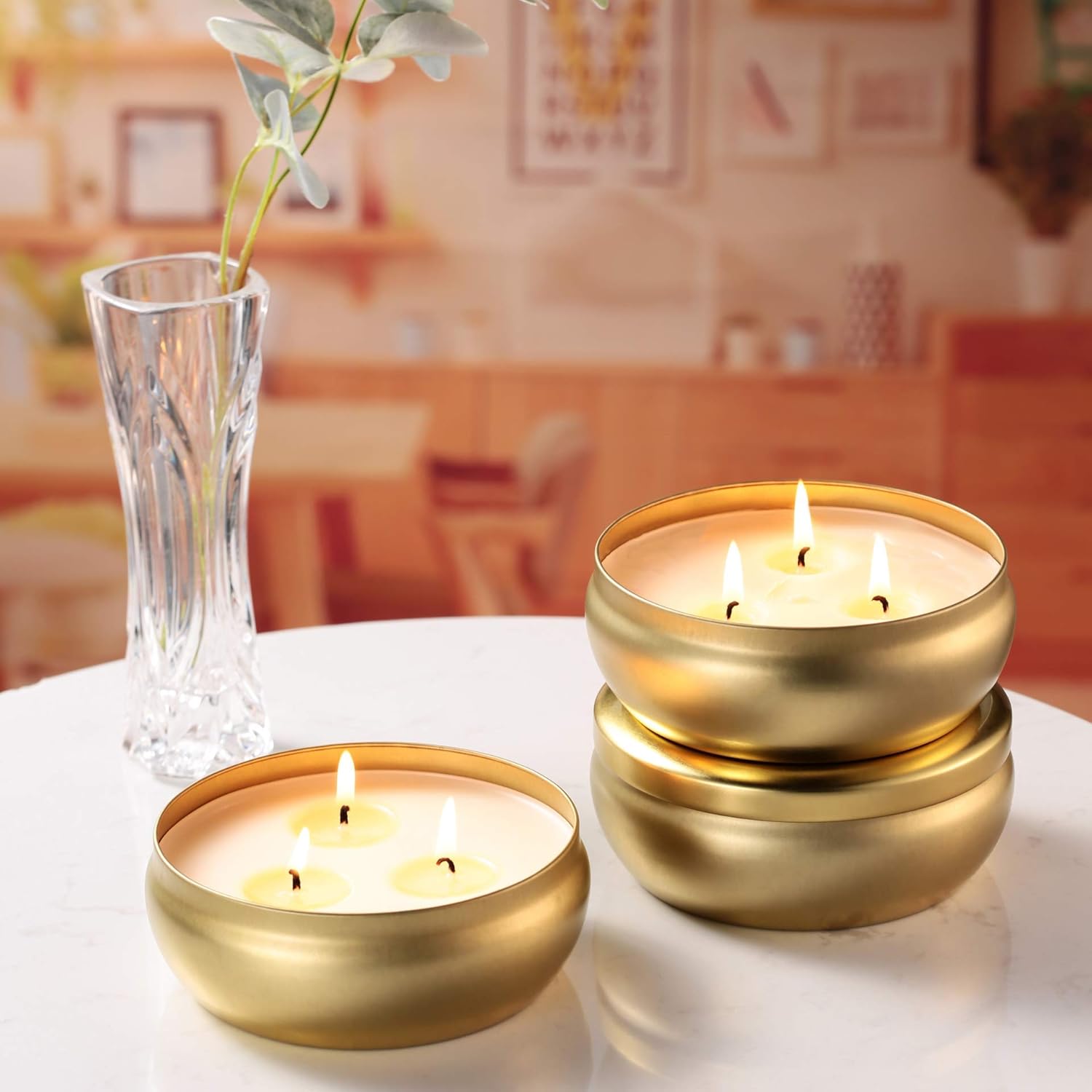 Kedtui Citronella Candles, 3 Pack Each 3-Wick Scented Candle Soy Wax Portable Travel Tin Gift Set, Outdoor and Indoor