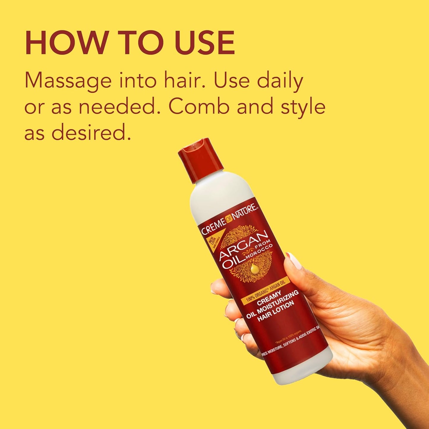 Creme of Nature Argan Oil from Morocco Creamy Oil Moisturizing Hair Lotion, Restores Moisture, Softness, Controls Frizz & Breakage, 8.45 fl oz