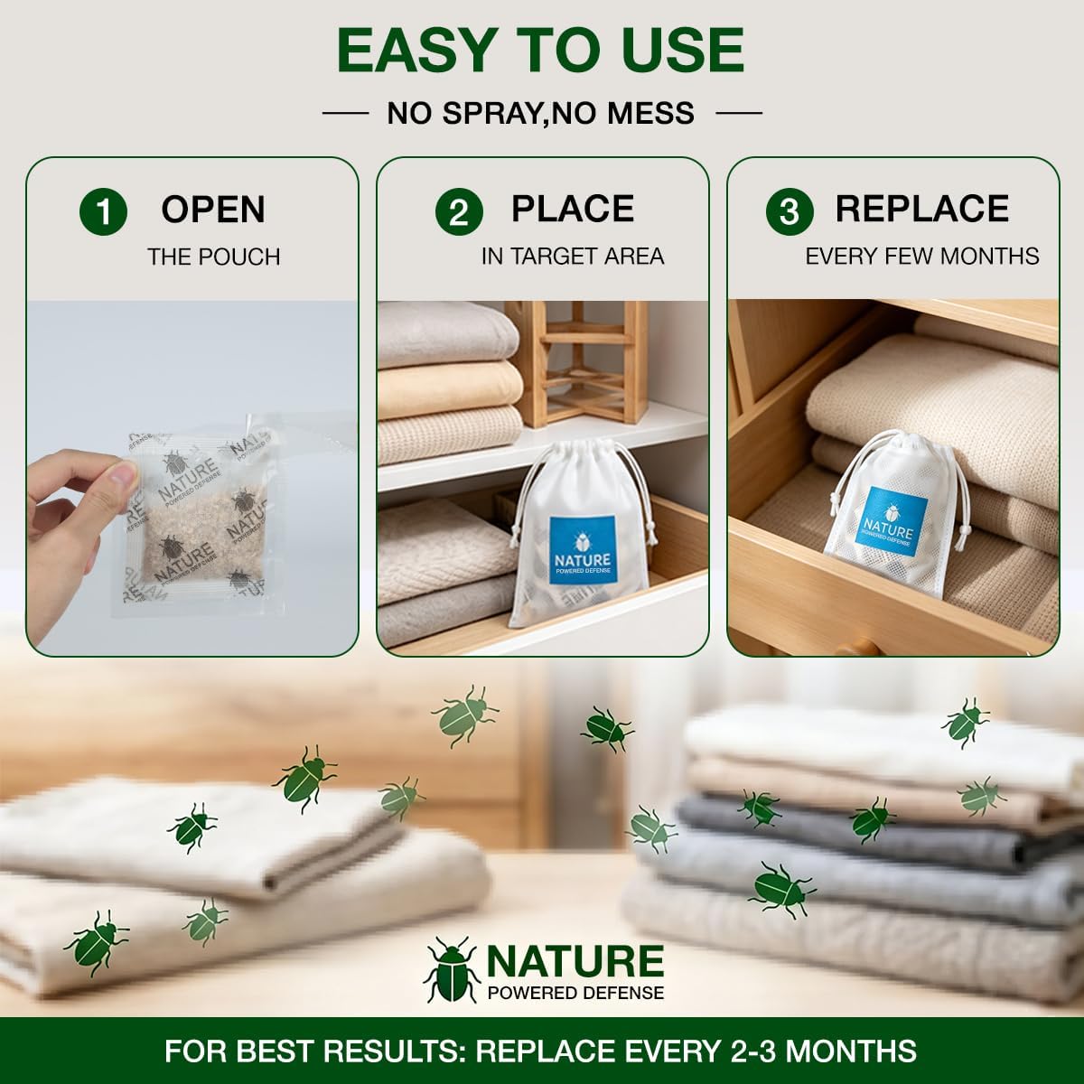15 Pack Carpet Beetle Repellent Pouches, Natural Cedarwood Sachets for Fabric & Furniture, Pro-Active Deterrent for Carpet Beetle Larvae & Eggs, Long-Lasting Indoor Protection for Closets & Sofas