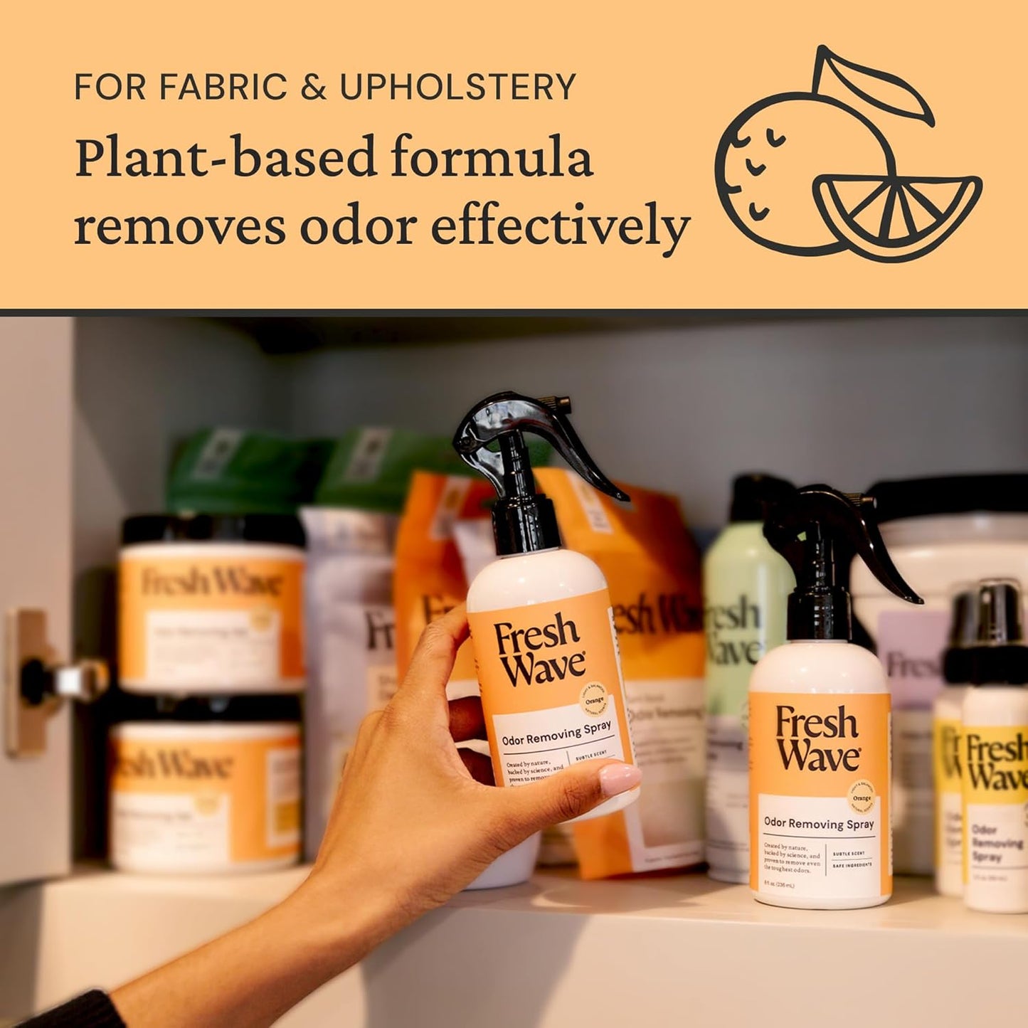 Fresh Wave Orange Scent Odor Removing Spray, 8 fl. oz. | Pack of 2 | Odor Absorber for Home, Furniture, Fabrics & Trash | Safer Odor Relief