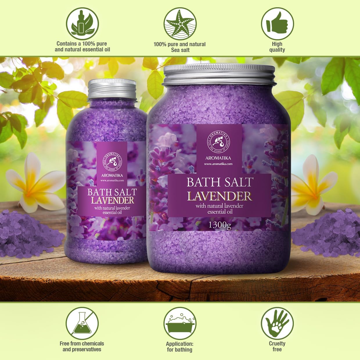 Lavender Bath Salt With Natural Essential Oil 21.16 Oz - Lavanda Salt 600g - Aromatherapy Salts for Relaxation