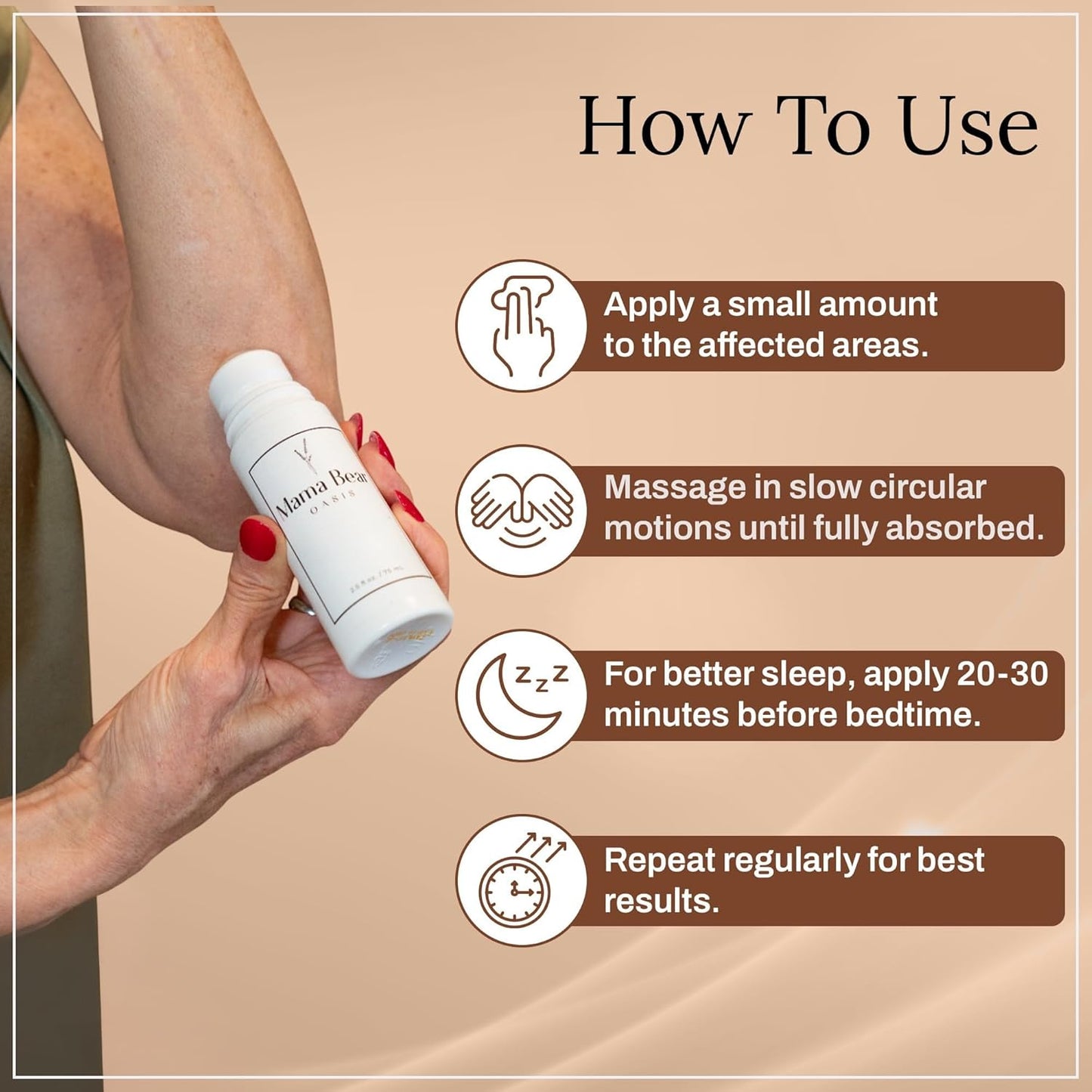 Mama Bear Oasis Roll On - Fast Absorbing & Quick Drying Magnesium Roll On, Aloe Vera - Gentle & Non-Greasy Rub for Easy Application
