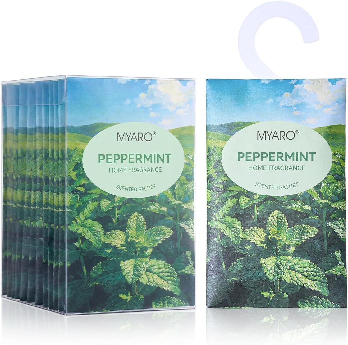 MYARO Hanging Sachets Air Freshener for Home: 12 Packs Clean & Fresh Hanging Scented Sachet Bags for Closet, Clothes, Lingerie Drawer, Car, Bedroom, Laundry Fragrance Gift for New House (Mint)