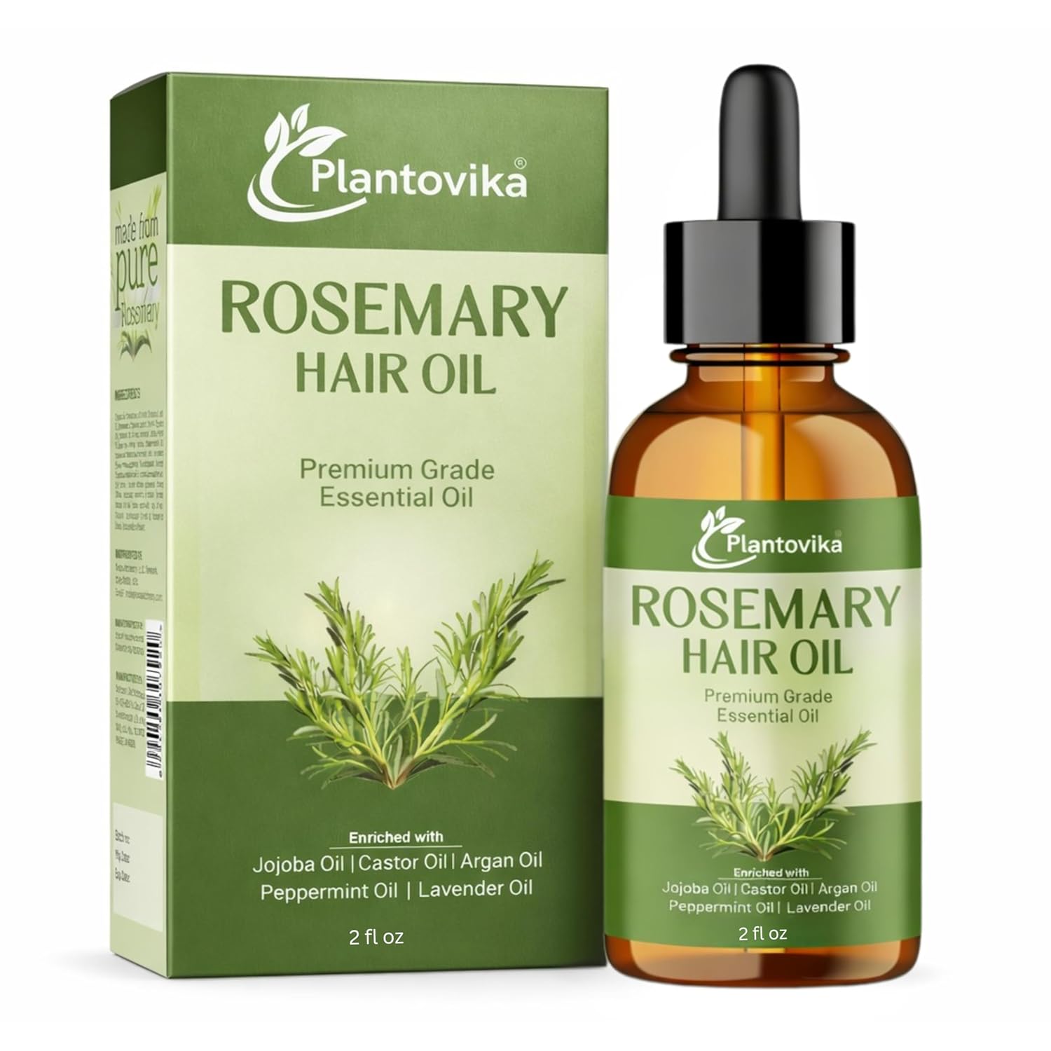 Rosemary Oil for Hair Growth - Hair Growth Oil with Jojoba, Castor, Argan, Peppermint & Lavender | Scalp & Hair Strengthening Treatment for Women & Men (2 Fl Oz)