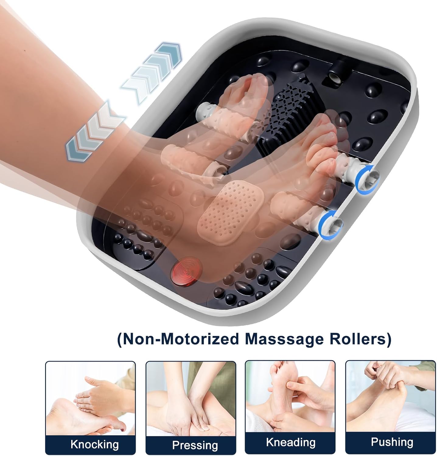 UNIFULL Collapsible Foot Bath Spa with Heat, Massage and Bubble,Remote Control, Foot Pedicure Kit, Red Light, Pedicure Foot Spa Bath