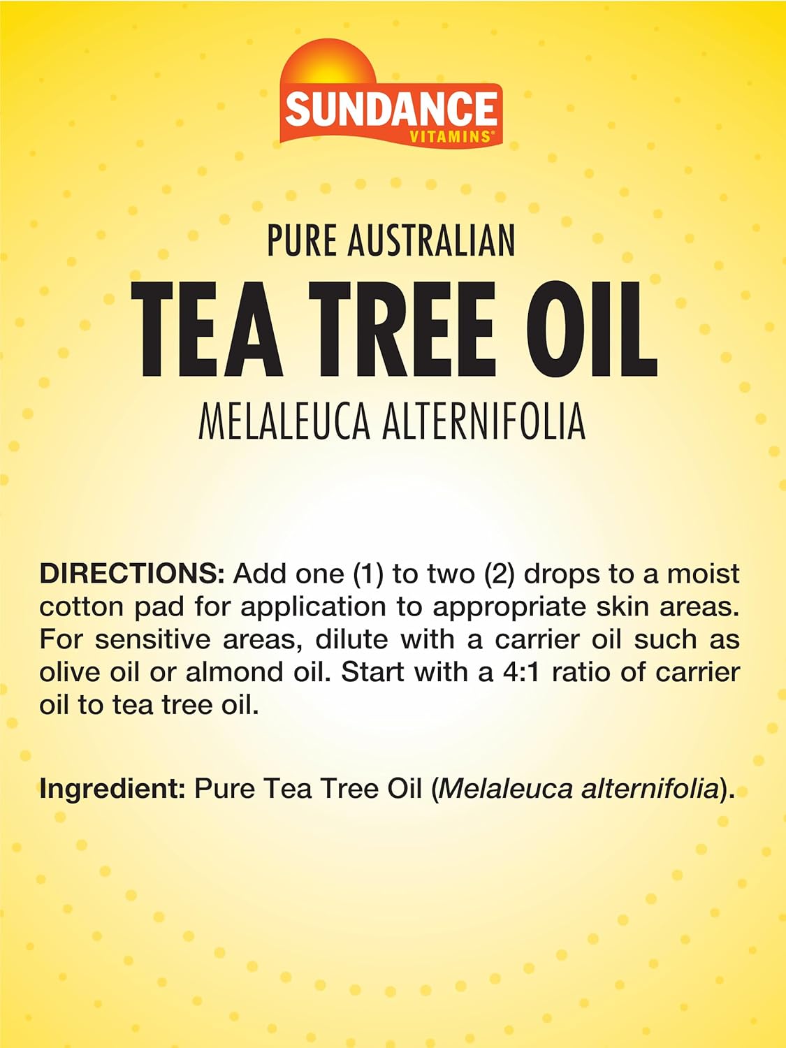 Sundance Australian Tea Tree Oil for Skin | 1 Fluid Ounce | Natural Pure Skin Aid | Melaleuca Alternifolia | Non-GMO and Gluten Free